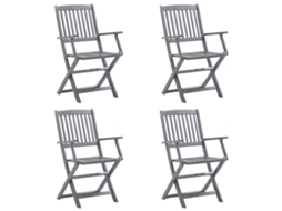 Maison Exclusive - Cadeiras Exterior Dobráveis C/ Almofadões 4 Pcs Acácia Maciça