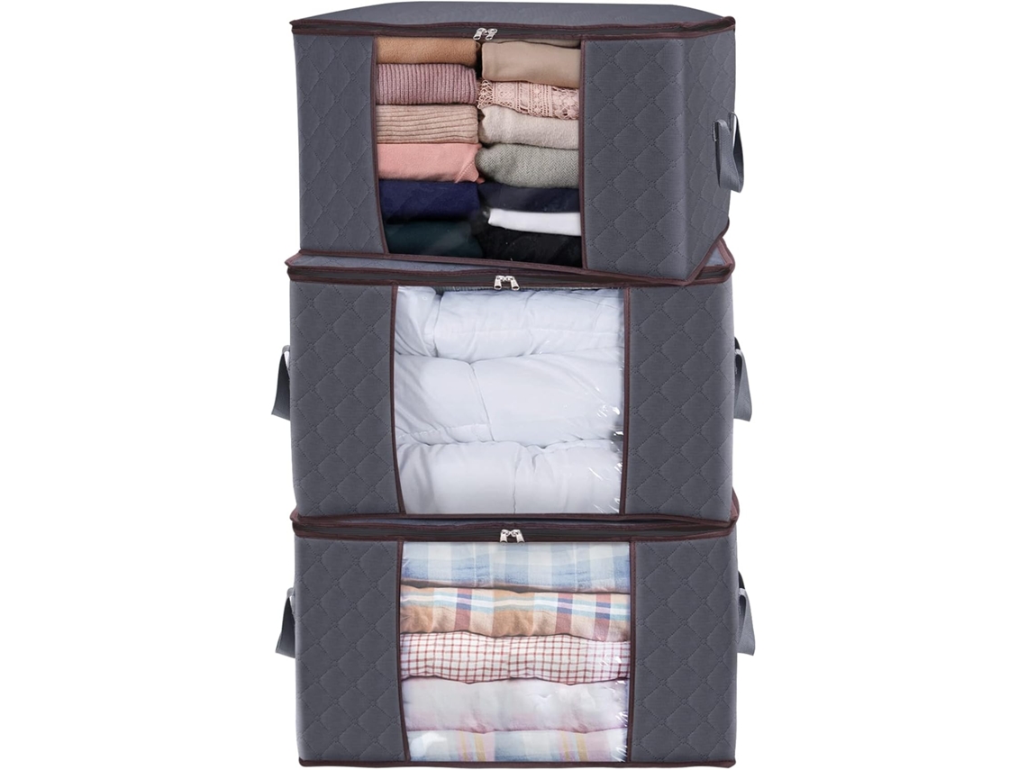 Saco Grande Para Guardar Roupas, Cama E Itens, Com Alça Reforçada, Dobrável, Zíper Resistente E Janela Transparente