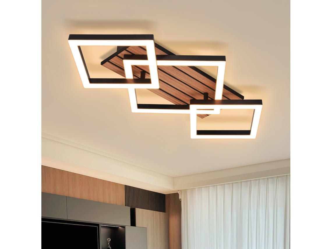 Candeeiro de Teto Led Preto 21w 58cm Design Moderno 3000k Branco Quente Ideal para Sala de Estar Quarto Ou Escritório ZMH