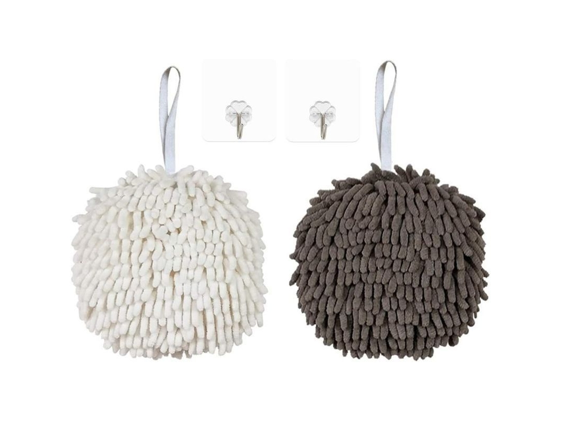 2 Pacotes De Toalhas De Mão Chenille Com Laços, Absorventes Para Banho E Cozinha, Incluem 2 Ganchos Sem Arranhões