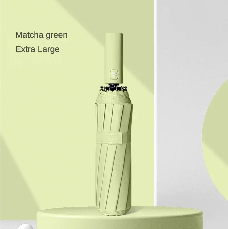 (verde Matcha) Guarda-chuva Dobrável Automático, Resistente, Com 12 Varetas, À Prova D'água E Resistente Ao Vento.