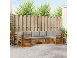Vidaxl Conjunto De Sofás Para Exterior 7 Unid. Cinza Natural E Claro