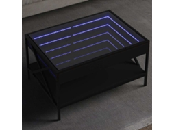 Vidaxl Mesa De Centro Luzes Led Infinity 70x50x38 Cm Preto