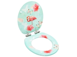 Vidaxl Assento De Sanita Com Tampa De Fecho Suave Mdf Design Flamingo