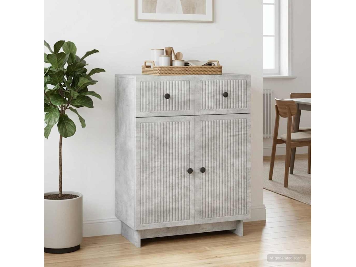 Vidaxl Buffet Cinzento Cimento 66 X 34,5 X 90 Cm Derivados De Madeira