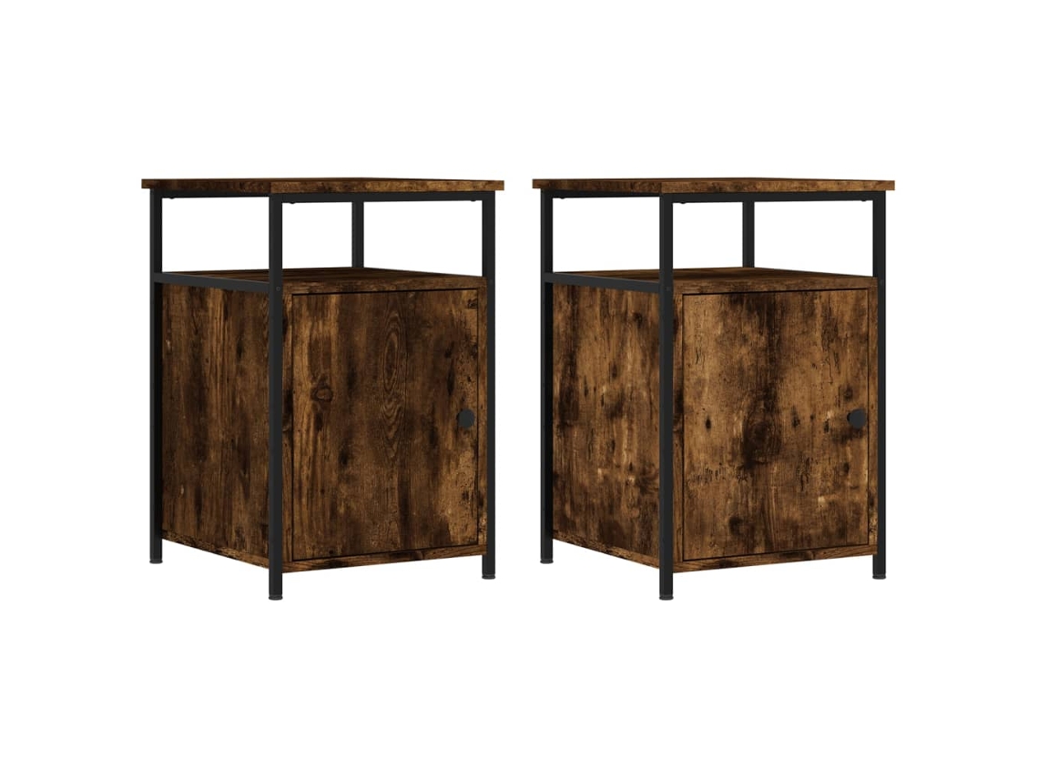Bedside Cabinet, Bedside Cabinets Vidaxl Marrom Madeira Processada (n/a)