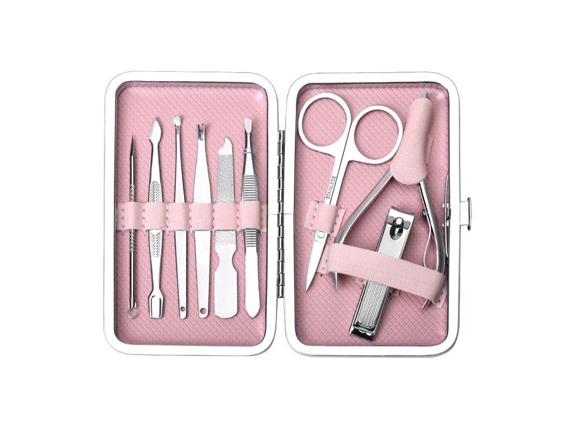 Kit de Manicure e Pedicure Profissional com 9 Peças, Ferramentas de Aço Inoxidável para Cuidado de Unhas