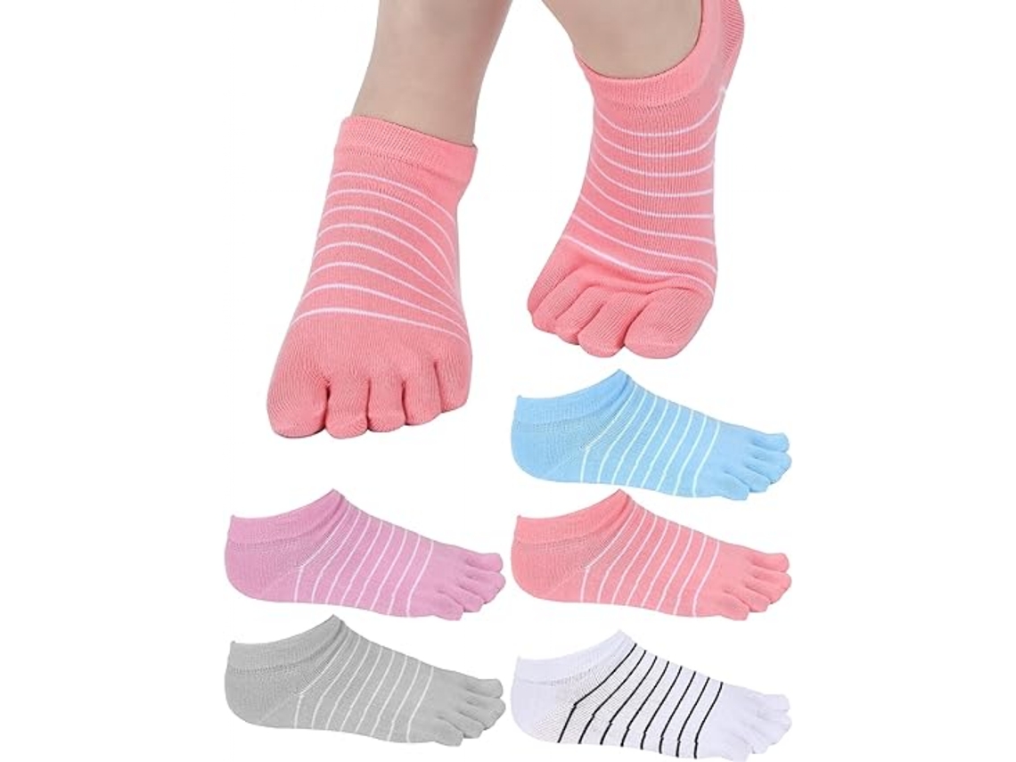 Meias com Dedos Separados 5 Pares Femininas Sem Costura AQUAFORGE
