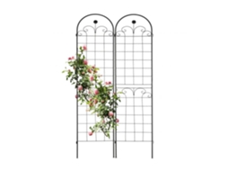 Conjunto De 2 Treliças De Aço Pretas Com Detalhes Florais, 180 Cm