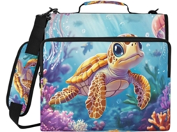 Pasta Organizadora Com Zíper, Estampa Fofa De Coral E Água Viva Azul, Com 3 Argolas, Resistente À Água, Ideal