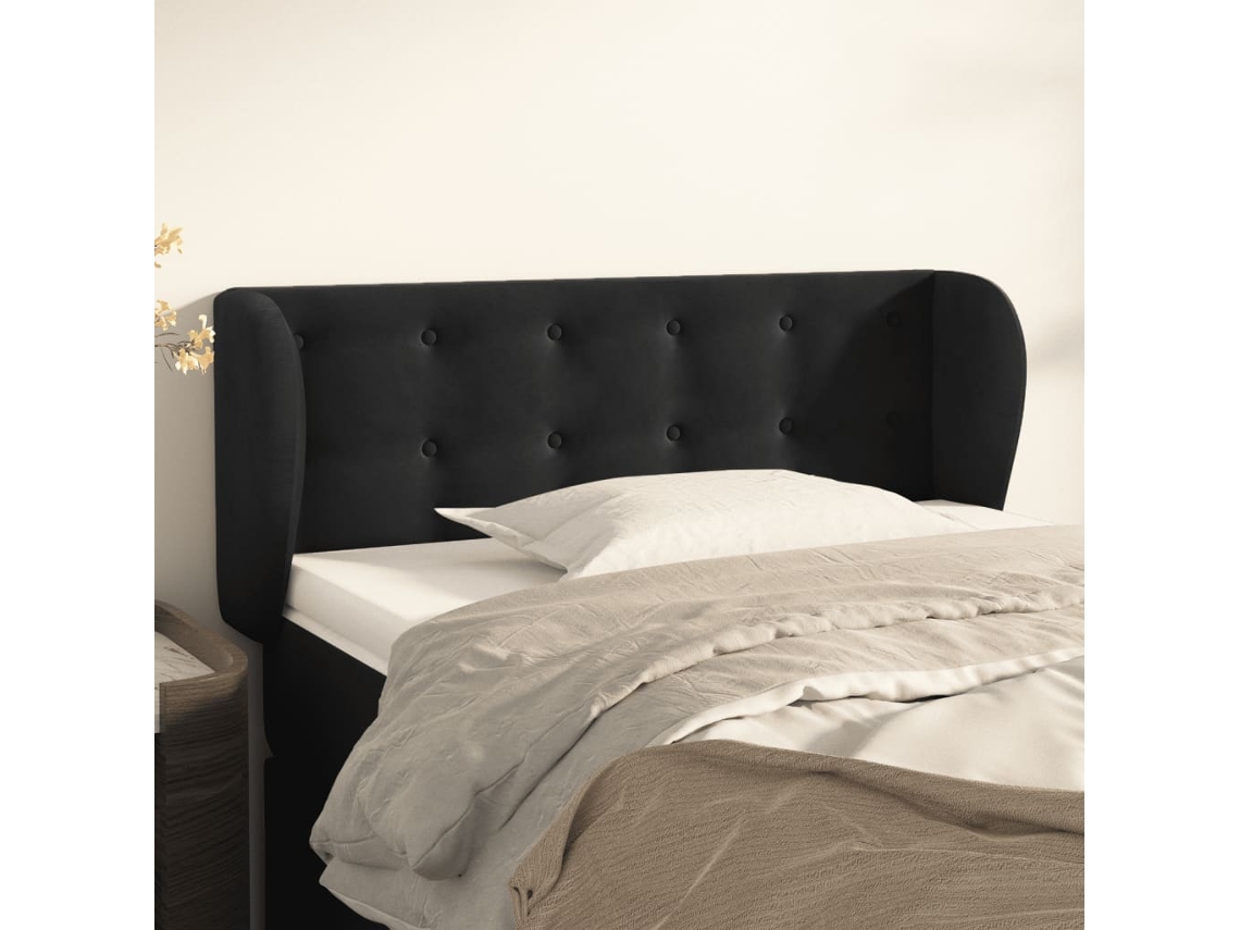 Vidaxl Cabeceira De Cama C/ Abas Veludo 83x23x78/88 Cm Preto