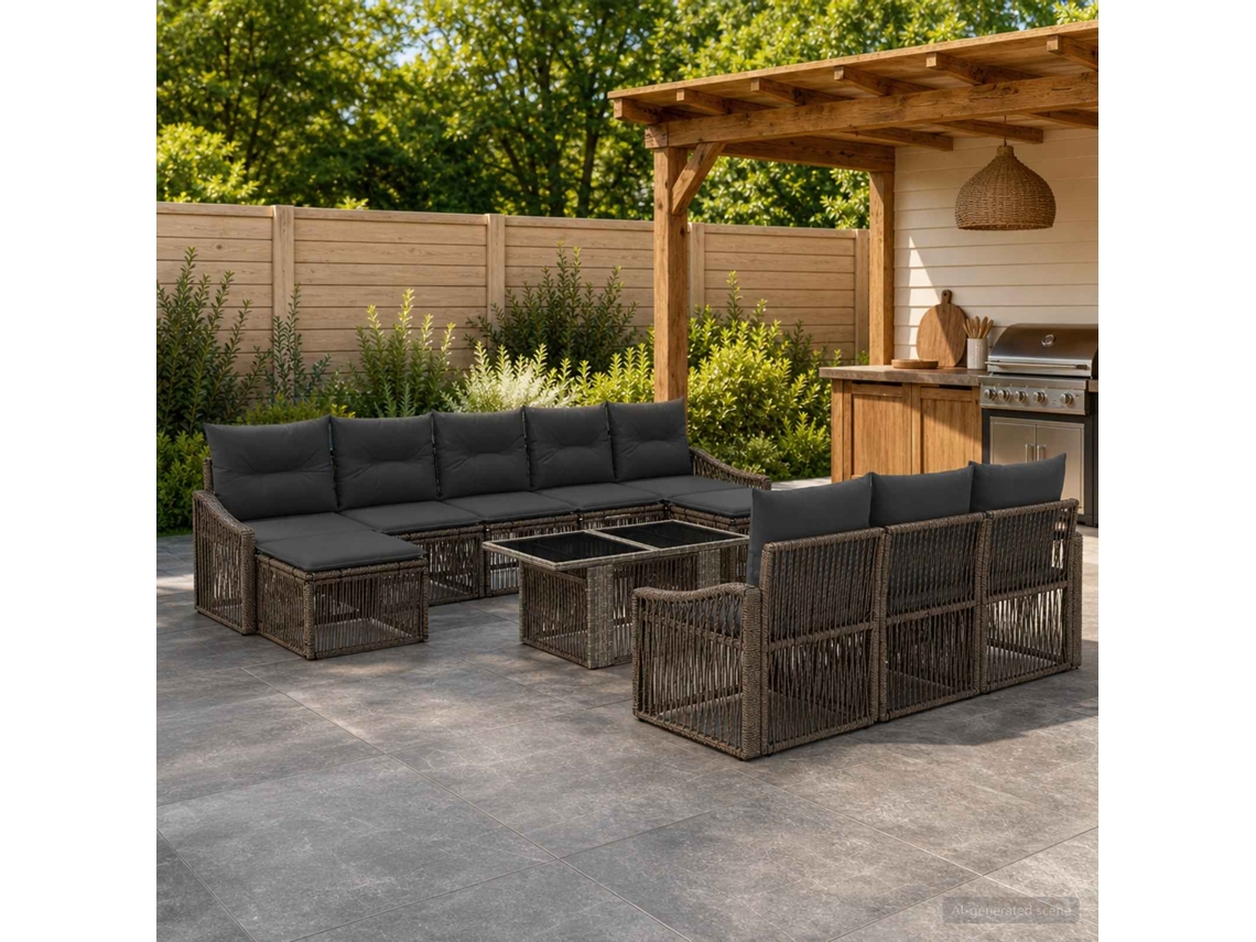 Vidaxl Conjunto De Sofá De Jardim 11 Unid. Cinza E Cinza Escuro