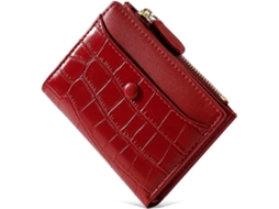 Carteira Feminina Pequena Padrão Pedra, Porta-Moedas Fina E Leve Vermelha