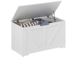 Baú de Armazenamento Melamina de Madeira Cor Branco 80x40x45 cm Homcom