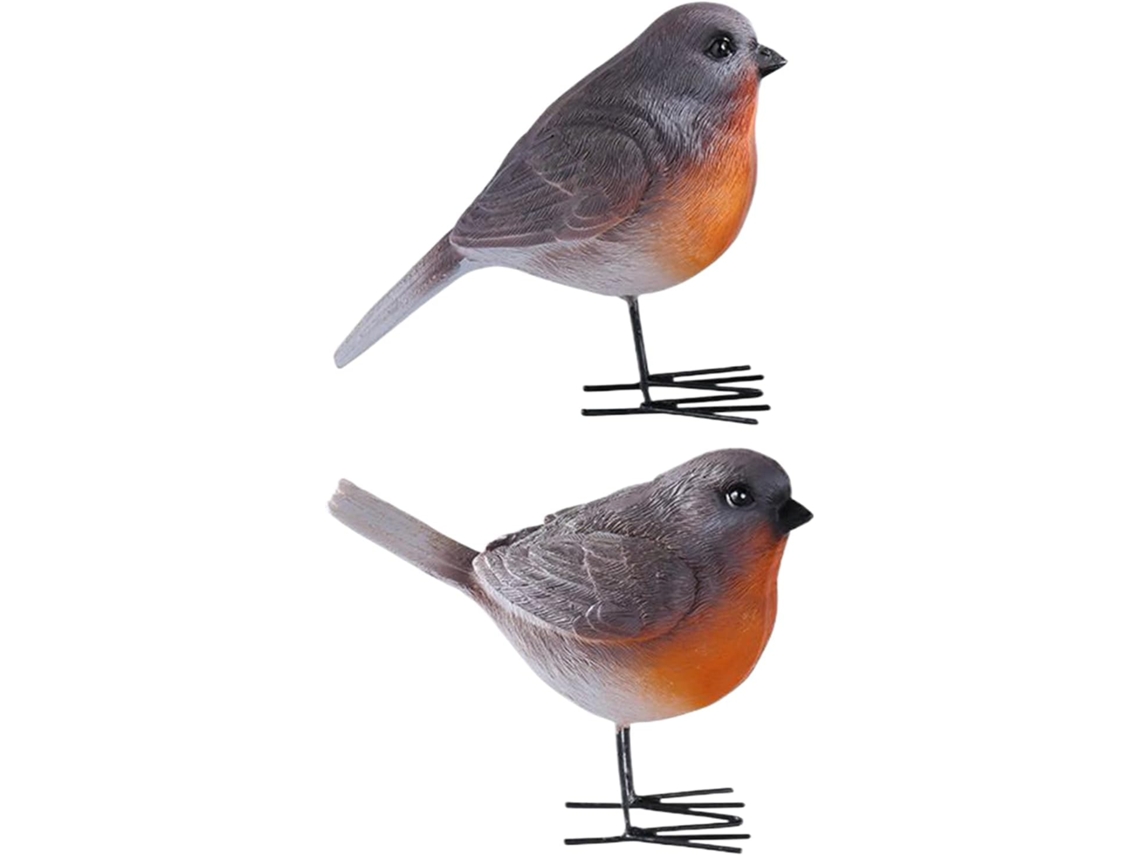 Kit de 2 Estatuetas de Pássaros Esculturas de Robin , Estátuas Decorativas em Resina Enfeites para CHABERLU (pássaro preto)