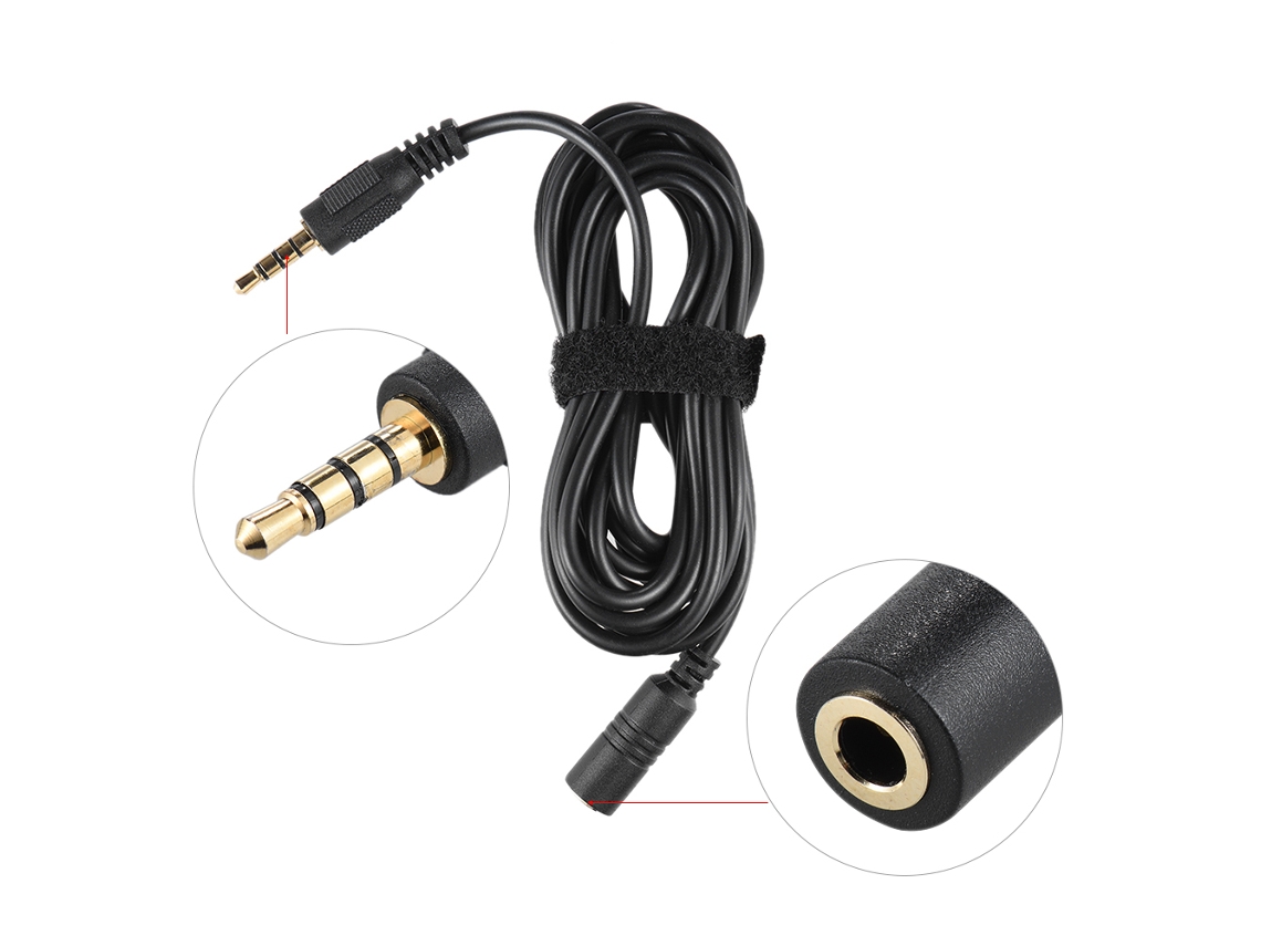 Extensão De Cabo De 2m Para Microfone De Smartphone, Conector 3,5mm Fêmea Para Macho