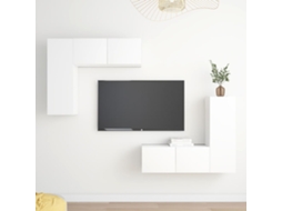 Vidaxl 4 Pcs Conjunto De Móveis De Tv Derivados De Madeira Branco