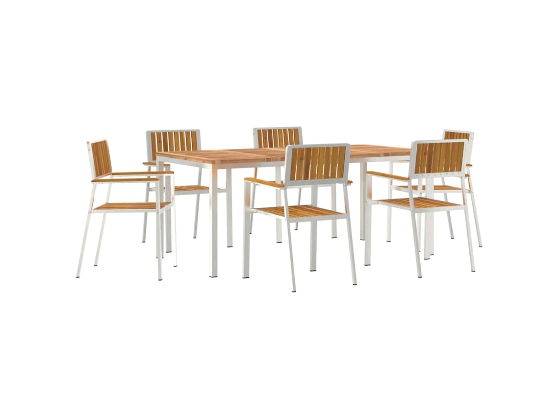 Vidaxl Conjunto De Jantar Para Exterior 7 Unid. 180 X 90 X 75 Cm