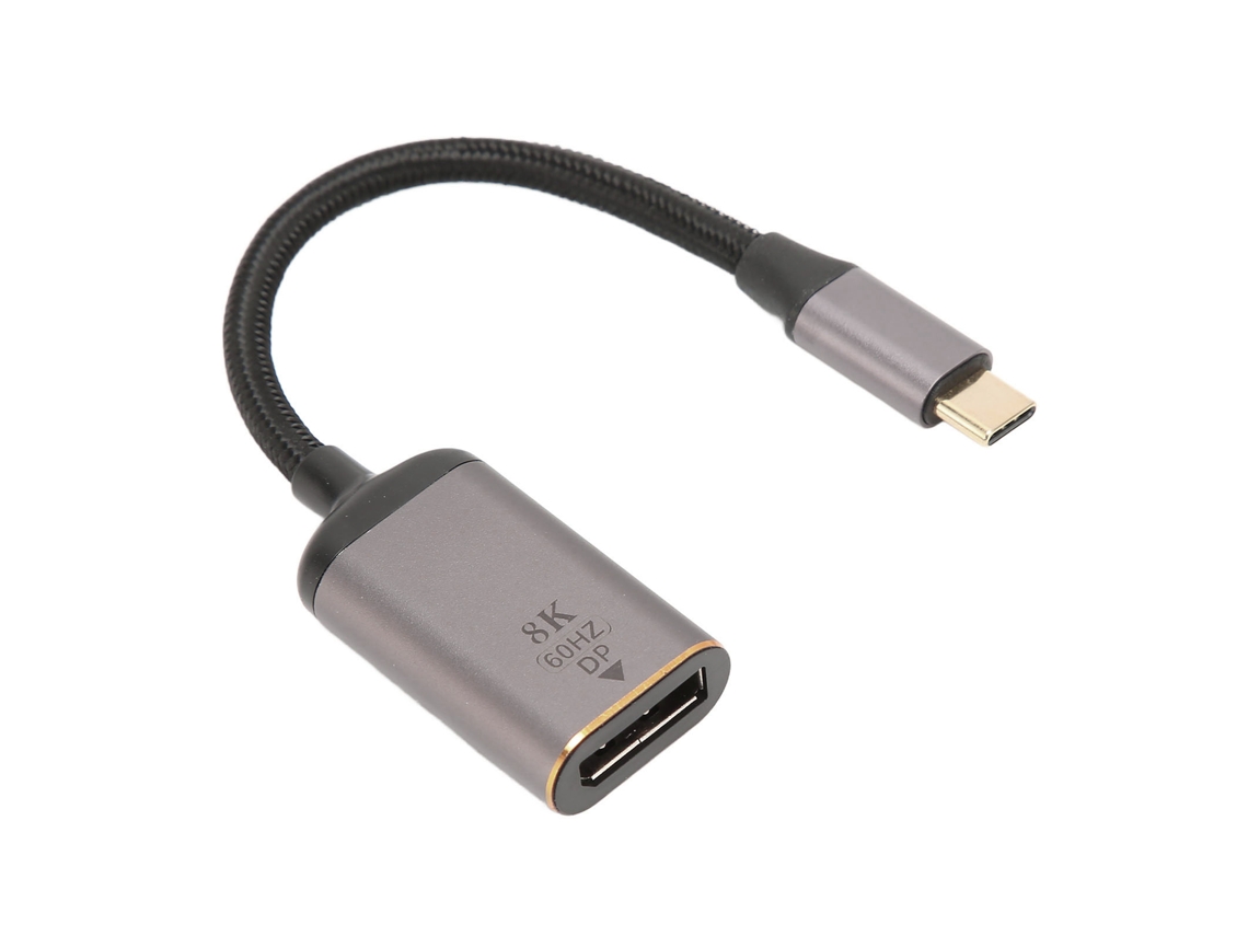 Adaptador Usb C Para Displayport De Liga De Alumínio 8k 30hz 4k 144hz Hdr Usb C Macho Para Dp Fêmea