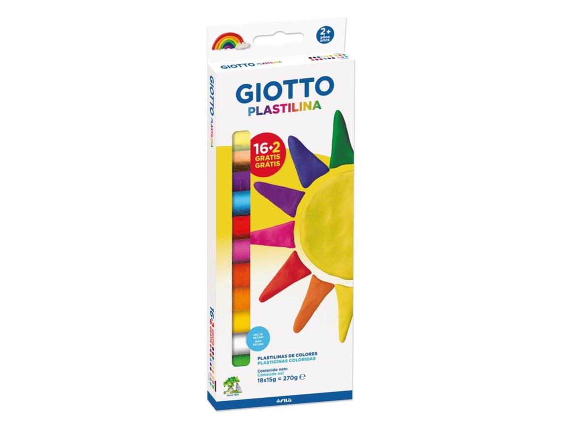 Plasticina Em Barra GIOTTO 270 Grs, 16 Cores + 2 Gratuitas