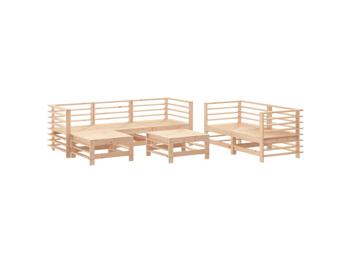7 Pcs Conjunto Lounge de Jardim Pinho Maciço MAISON EXCLUSIVE