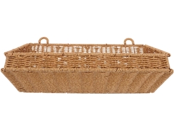 Cesto Organizador De Banheiro Parede Em Rattan Plástico, Com Design Que Dispensa Furos E Resistente À Umidade