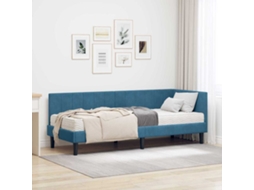 Vidaxl Estrutura De Cama De Canto Com Colchão 2 Unid. Azul Veludo
