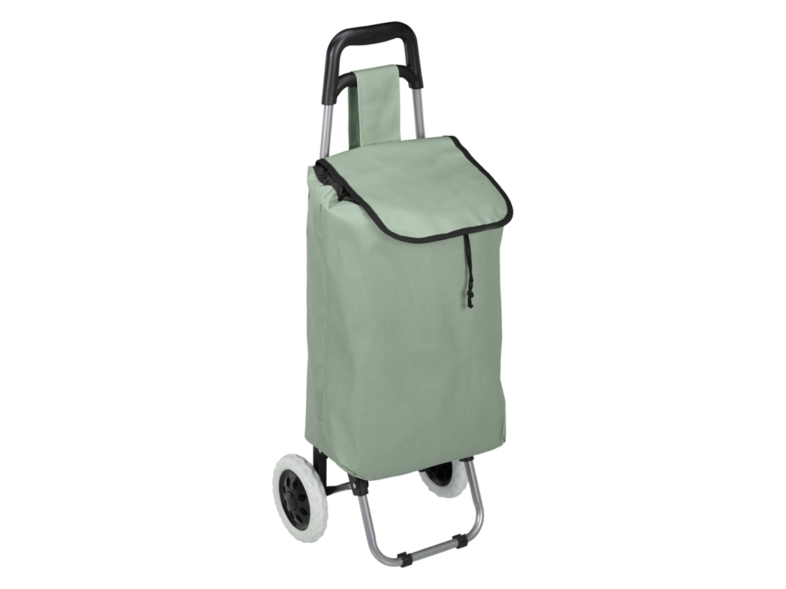 Relaxdays Carrinho De Compras Dobrável, Saco Removível 28 L, Com Rodas, 92,5 X 42 X 28 Cm, Cor Sálvia