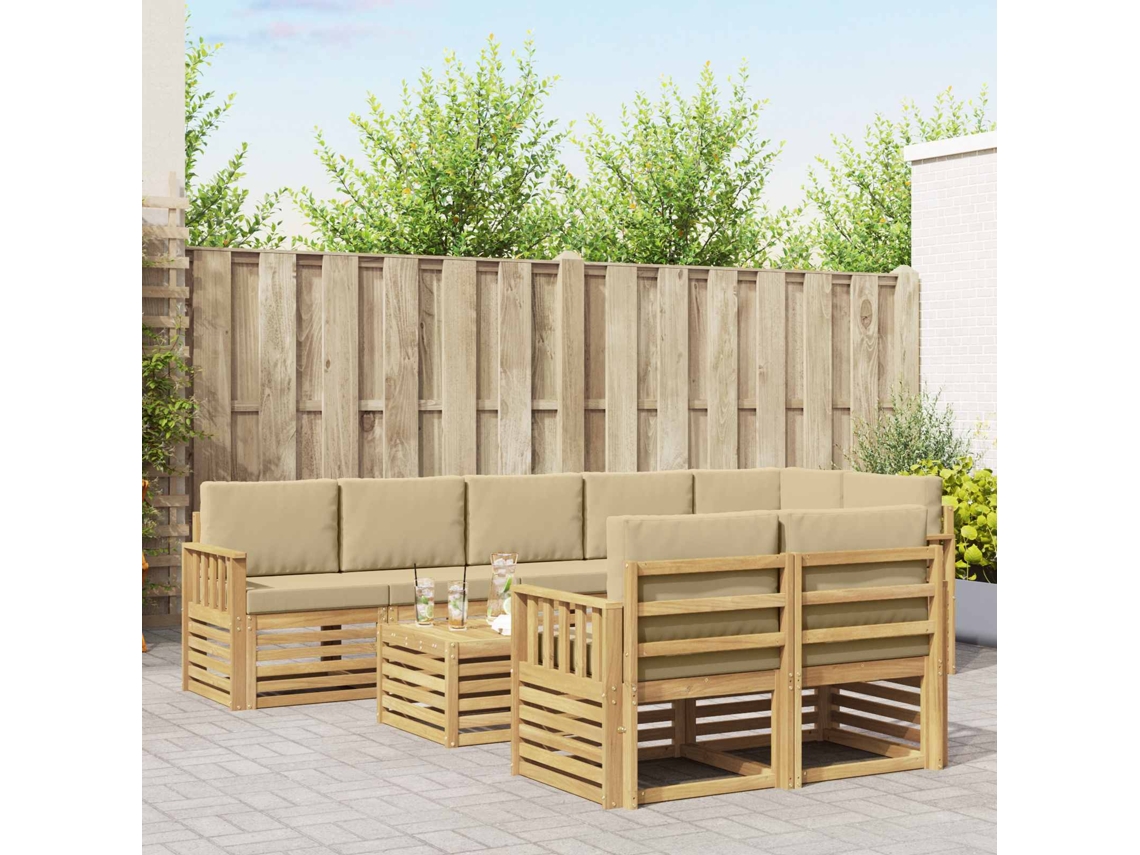 Vidaxl Conjunto De Sofás Para Exterior 8 Pcs Branco E Bege