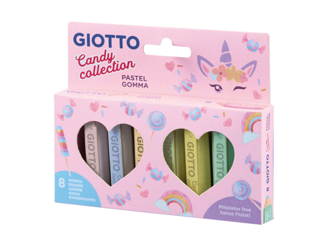 Borracha Em Lápis GIOTTO Candy, Cores Pastel, 8 Unidades