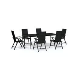 Garden Dining Set, Garden Dining Sets Vidaxl Preto Aço (mesa Com 200 Cm De Comprimento)