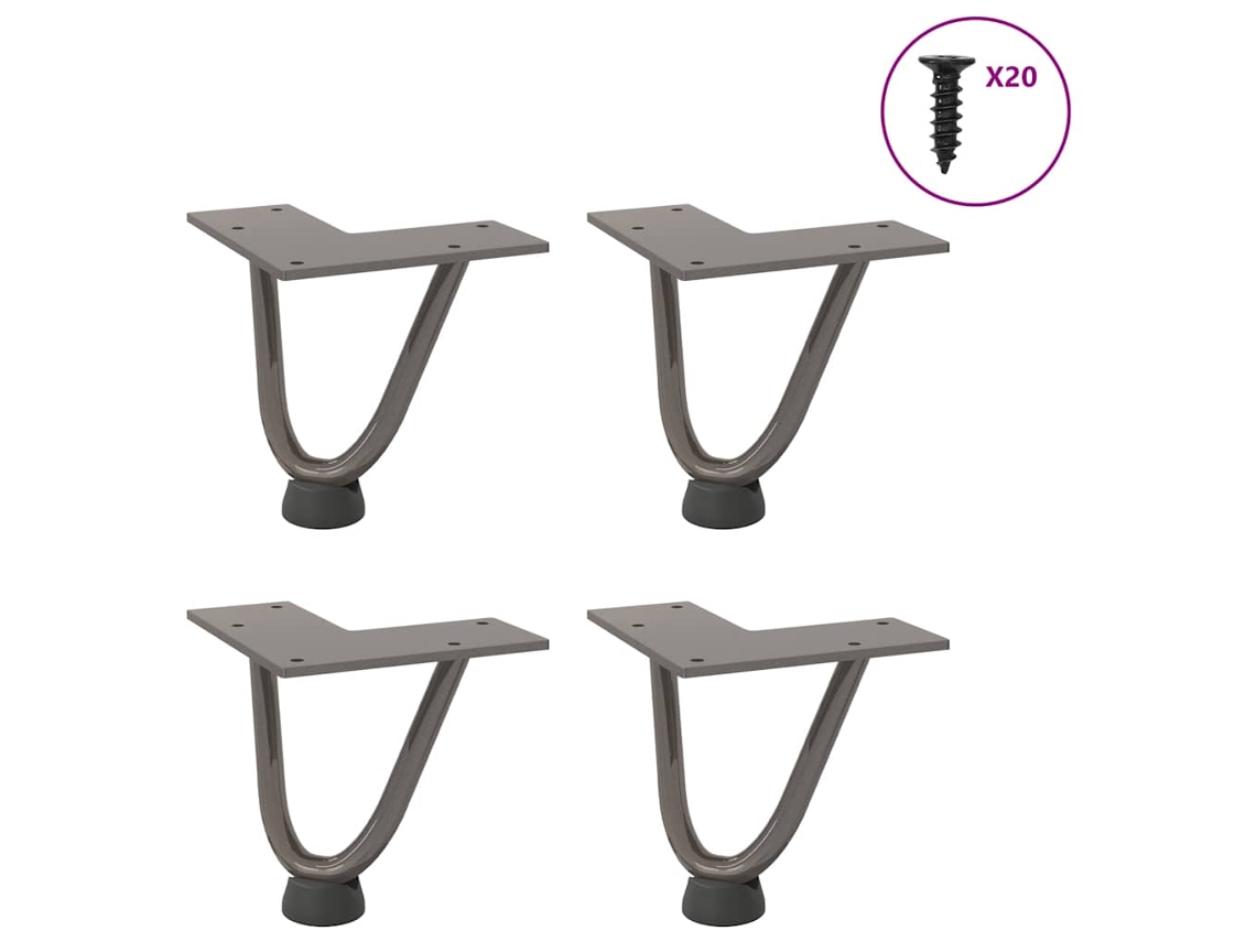 Vidaxl Pernas De Grampo Para Mesa De Centro 4 Peças Aço Natural 10 Cm Aço Maciço