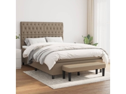 Vidaxl Cama Com Molas/colchão 140x190 Cm Tecido Castanho-acinzentado