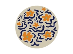 Tapete Redondo Camurça Artificial 60x60cm Padrão Floral para Sala de Estar Sofá Mesa de Café