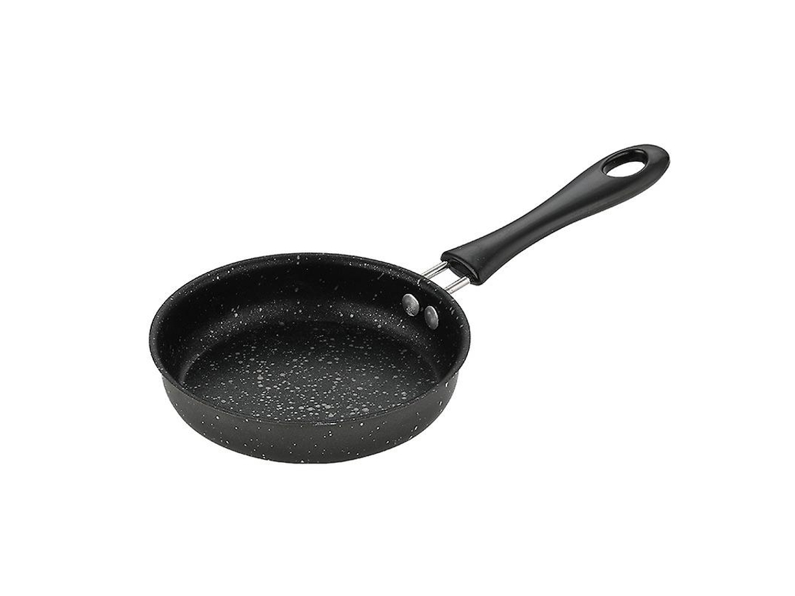 Mini frigideira antiaderente de 12 cm para ovos, omeletes, panquecas e café da manhã. Base resistente e compatível com fogões elétricos, a gás e de indução.