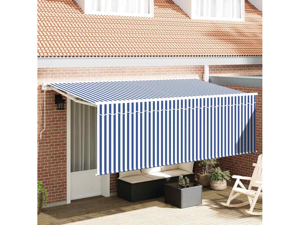 Vidaxl Toldo Retrátil Azul 350 X 200 Cm Tecido