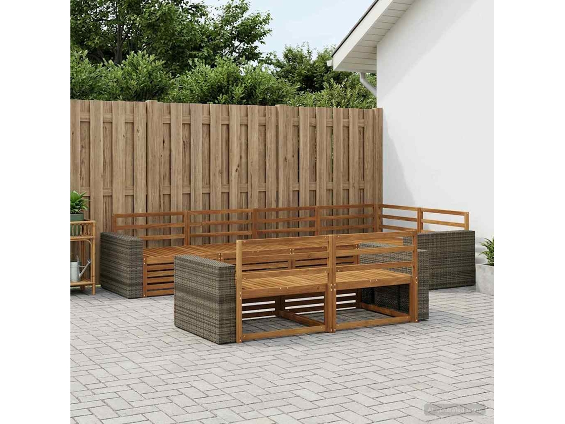 Vidaxl Conjunto De Sofás Para Exterior 7 Unid. Natural
