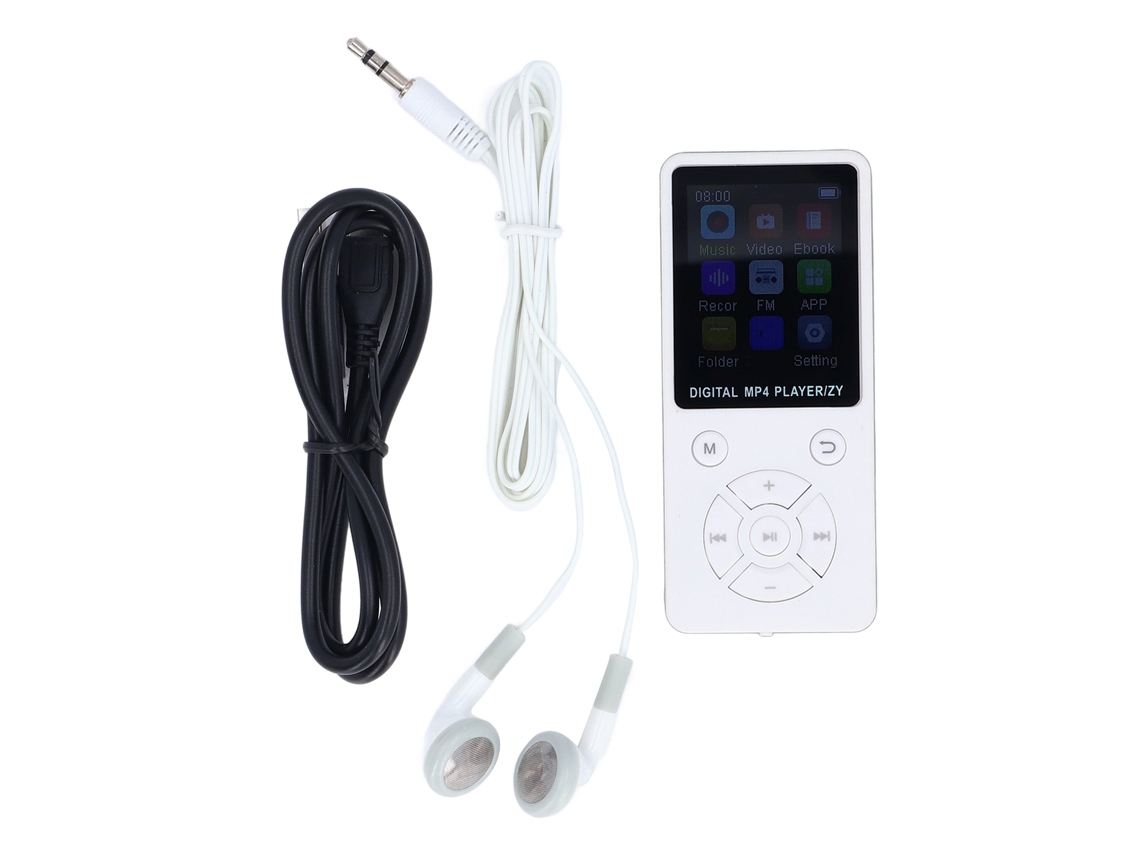 Reprodutor mp3 mp4 64gb bluetooth 5.0 tela 1.8 polegadas hifi com alto falante branco | S/MARCA