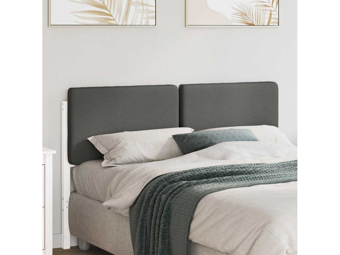 Vidaxl Cabeceira Estofada com Cabeceira Branco e Cinza Claro 140 Cm
