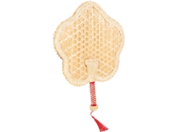 Leque africano, tecido à mão com palha natural bege, leve e durável.