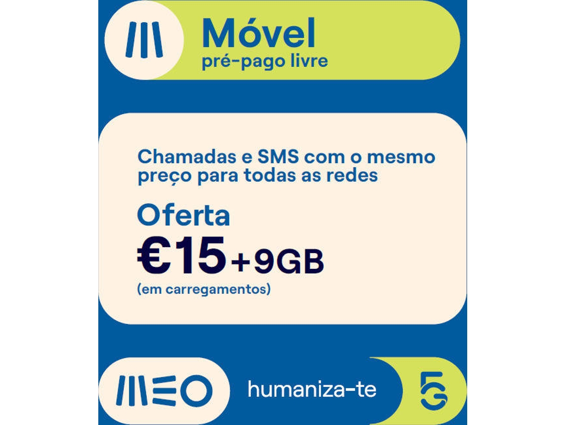 Cartão SIM Pré-Pago MEO M Móvel LIVRE