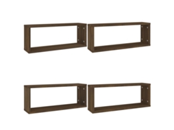 Wall Cube Shelf, Wall Cube Shelves Vidaxl Marrom Madeira Processada (60 X 15 X 23 Cm)