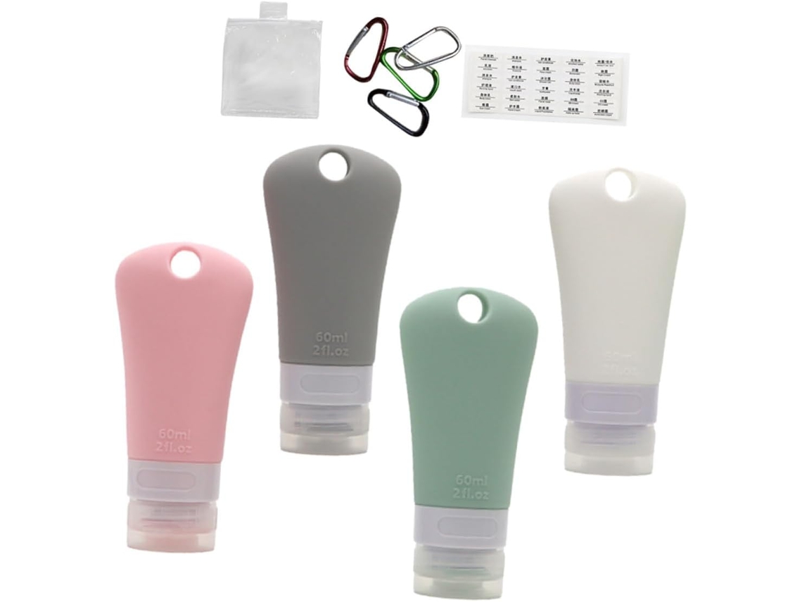 Frascos De Viagem Recarregáveis Em Silicone Macio Com Gancho Para Cosméticos.