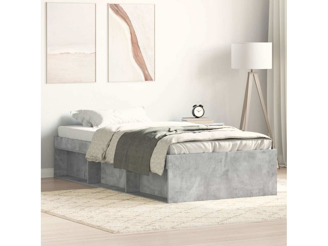 Vidaxl Estrutura De Cama 90x200 Cm Cinza Cimento