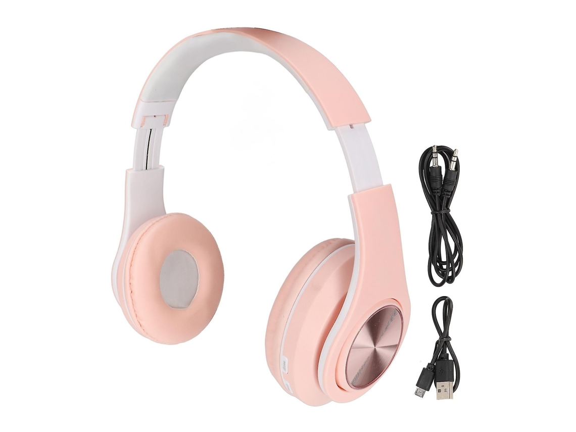 Fones De Ouvido Bluetooth Com Cancelamento De Ruído, Dobráveis, Sem Fio, Com Luz Colorida Para Celular E Laptop Ly Ebike (rosa)
