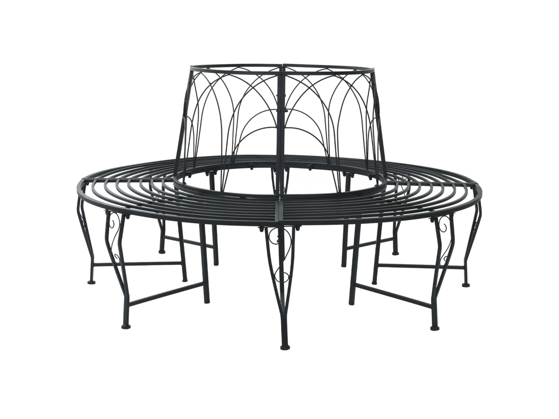 Vidaxl Banco De Árvore 8-número De Lugares Ø 160 X 89 Cm Aço Preto