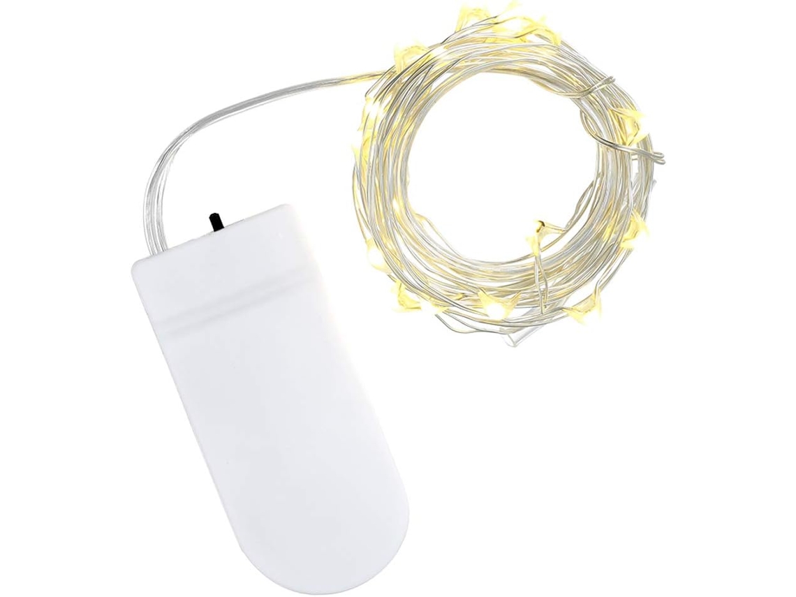 Cordão De Luzes Natal Em Fio Cobre Com Leds, Alimentado Por Bateria,