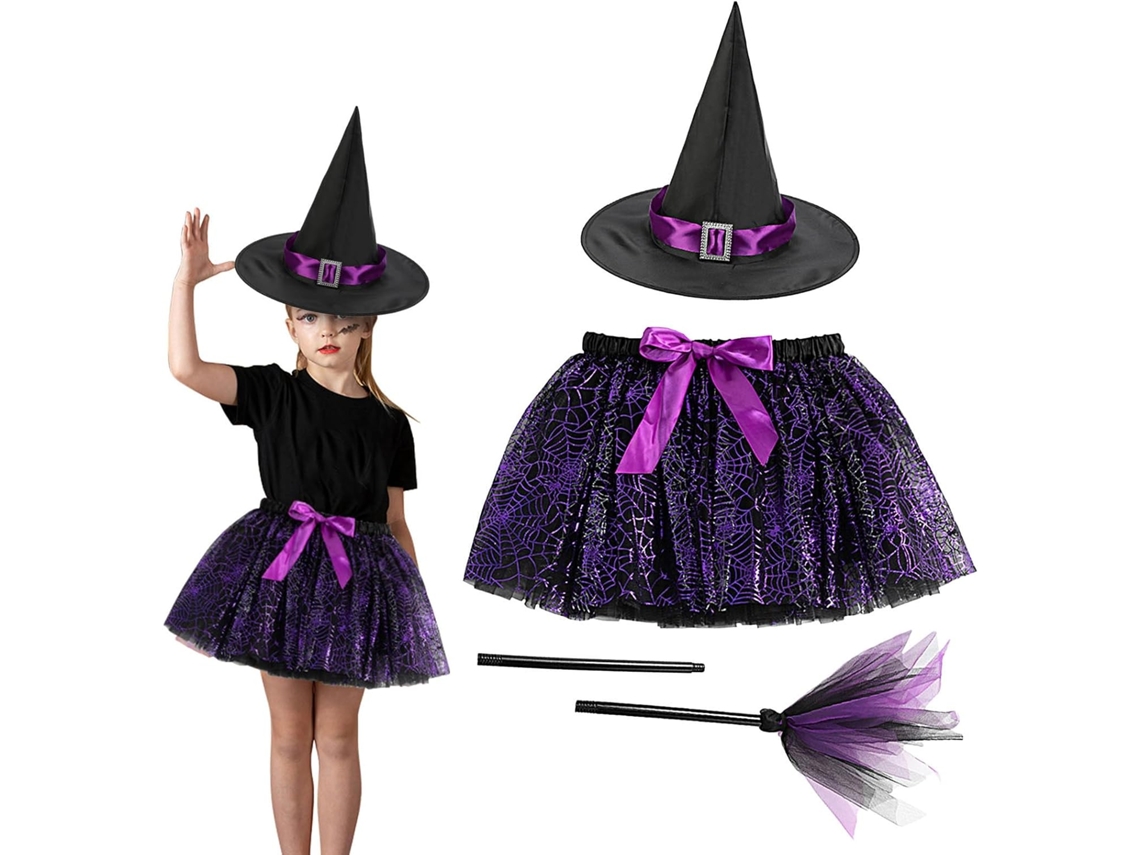 Fantasia De Bruxa Infantil Conjunto De Saia Para O Halloween Fantasia Fofa De Teia De Aranha F Vayotoy