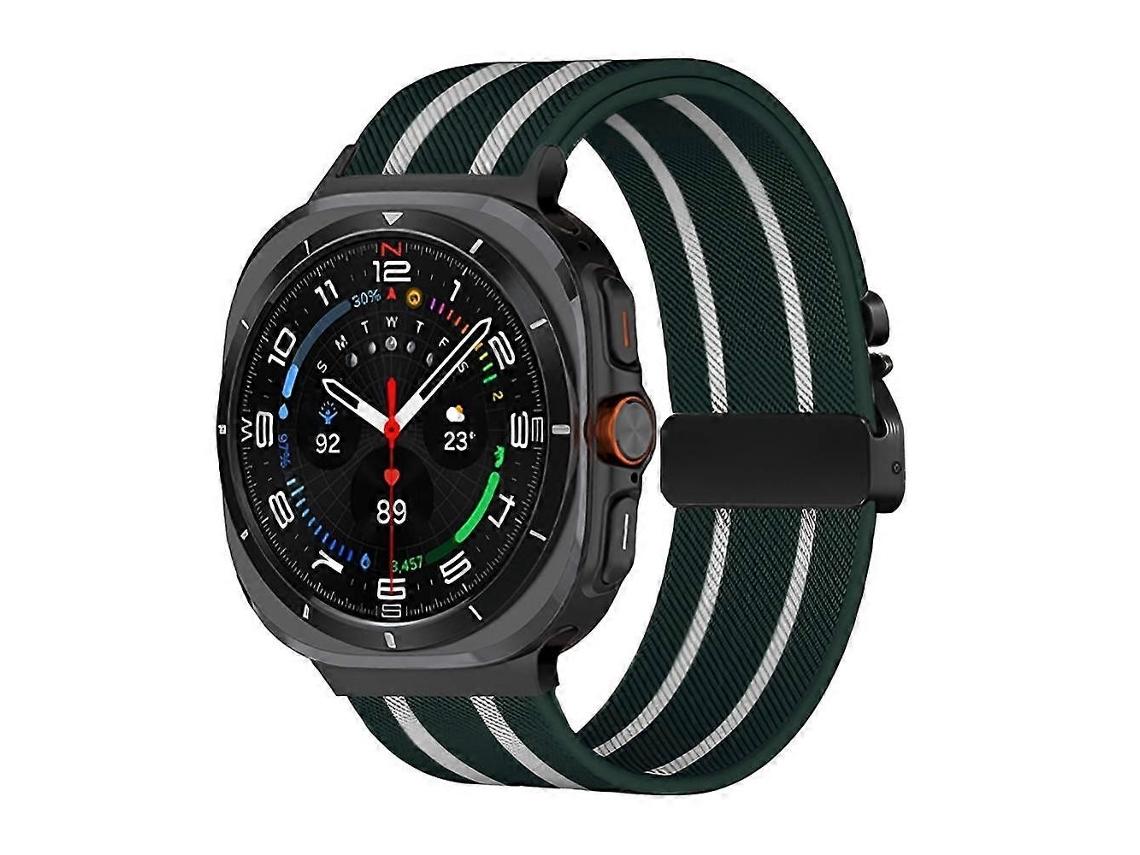 Pulseira De Nylon Trançado Elástico Listrada Com Fivela De Paraquedas Para Samsung Galaxy Watch Ultra 47mm
