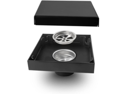Ralo de Piso quadrado preto em Aço Inoxidável AQUAFORGE